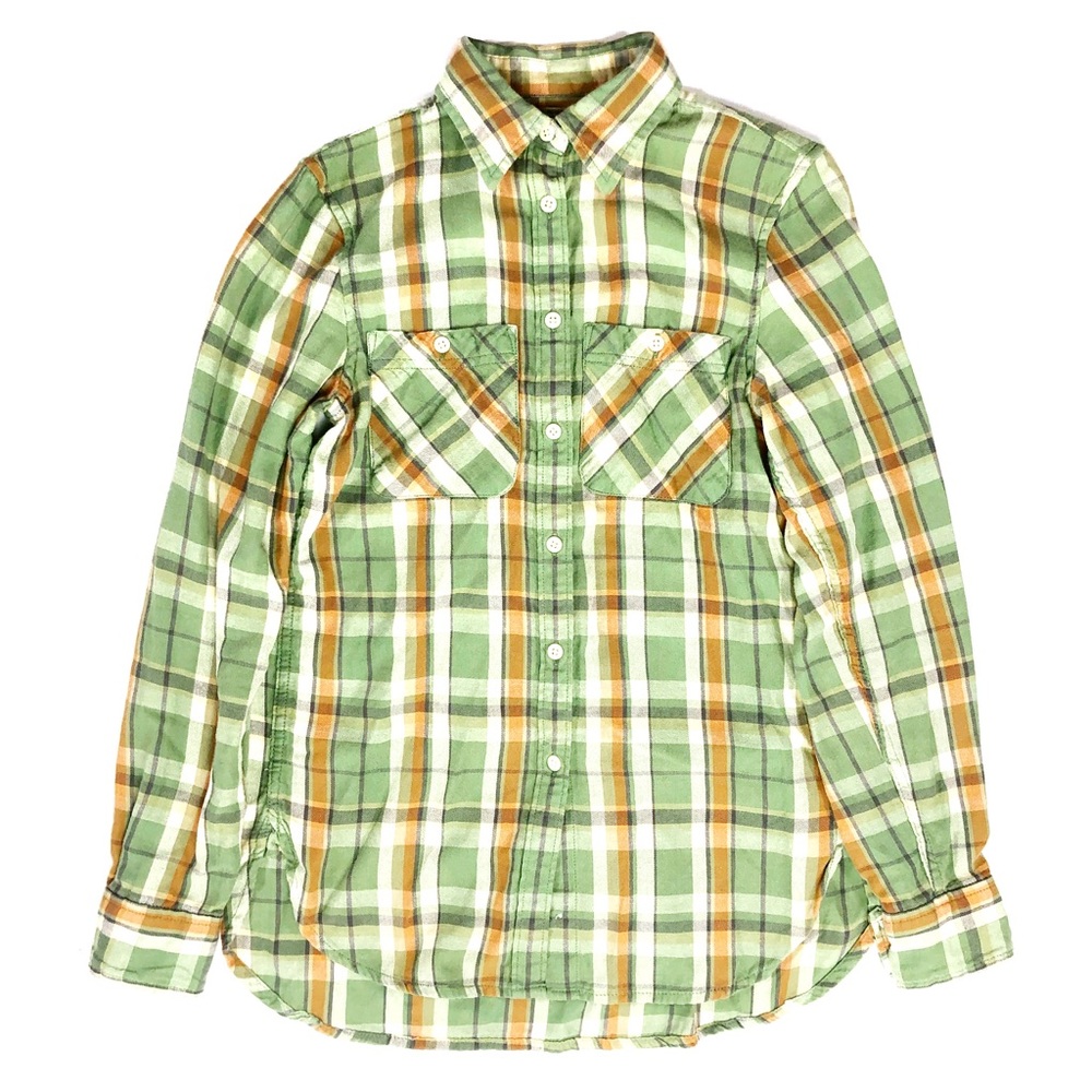 Denim & Supply Ralph Lauren Size XS Green Orange Gray Flannel Shirt